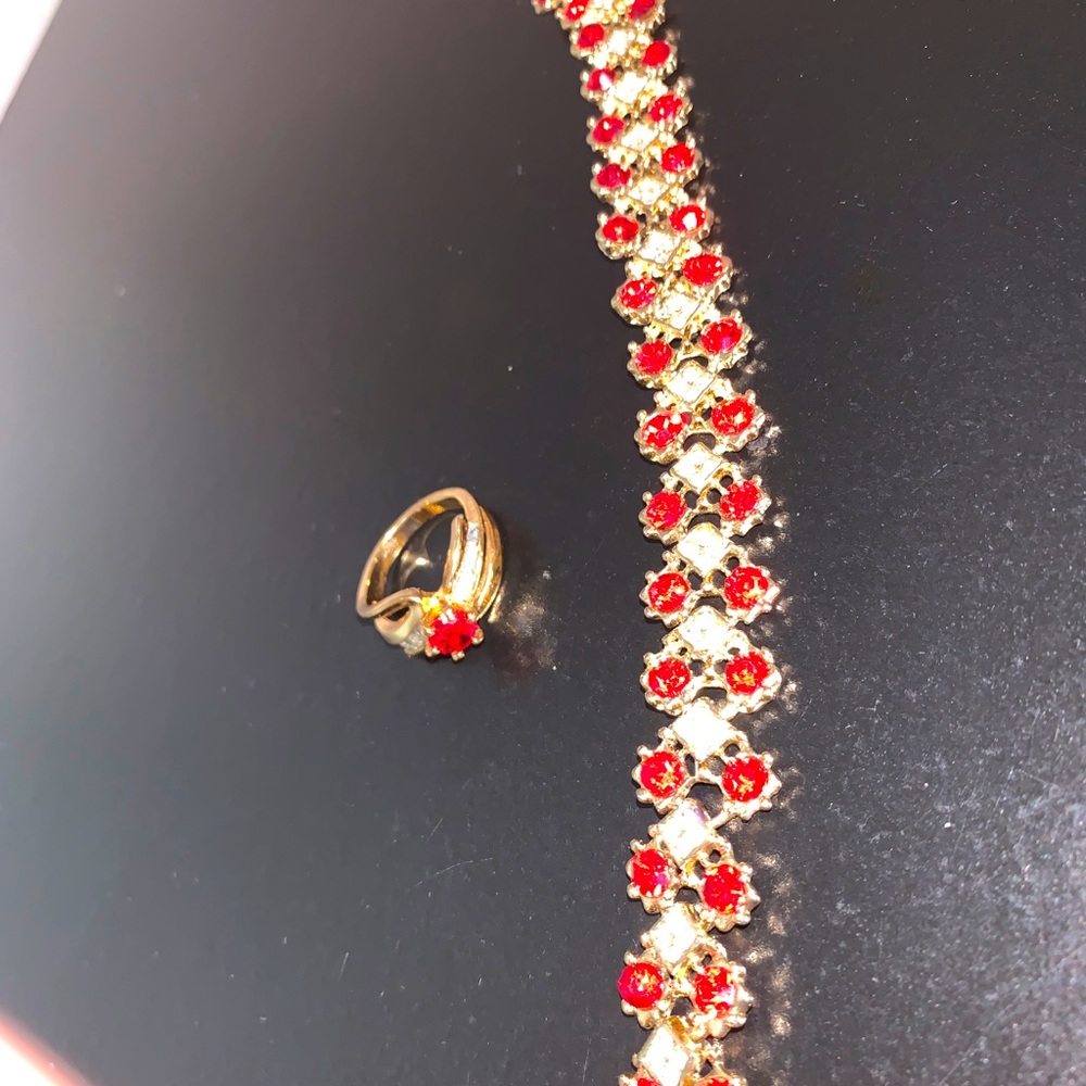 Gold coated bracelet and ring